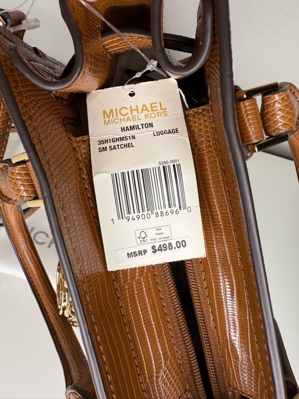 Michael Kors Small Hamilton Crocodile embossed leather Satchel Crossbody Luggage - Picture 8 of 10